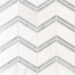 Bianco Dolomite Marble Chevron Pattern Tile Thumb
