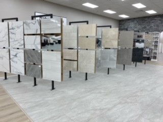 Stone tile displays in MSI showroom