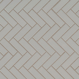 Gray Glossy Herringbone Mosaic