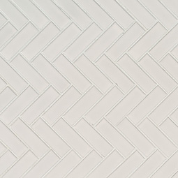 White Glossy Herringbone Mosaic